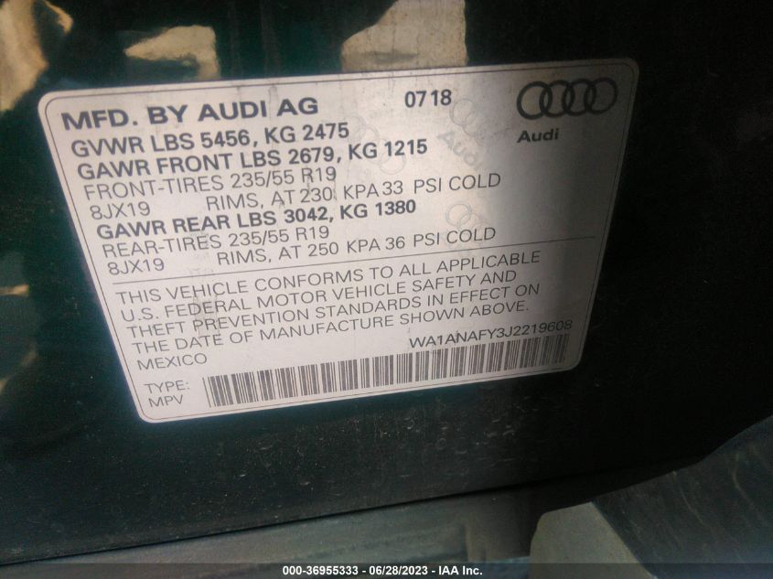 2018 AUDI Q5 PREMIUM/TECH PREMIUM - WA1ANAFY3J2219608