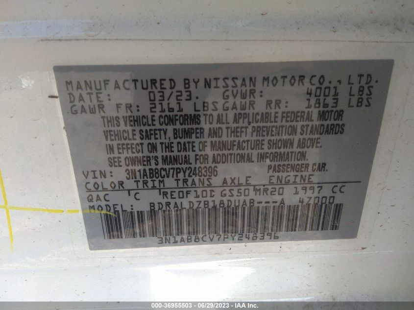 2023 NISSAN SENTRA SV - 3N1AB8CV7PY248396