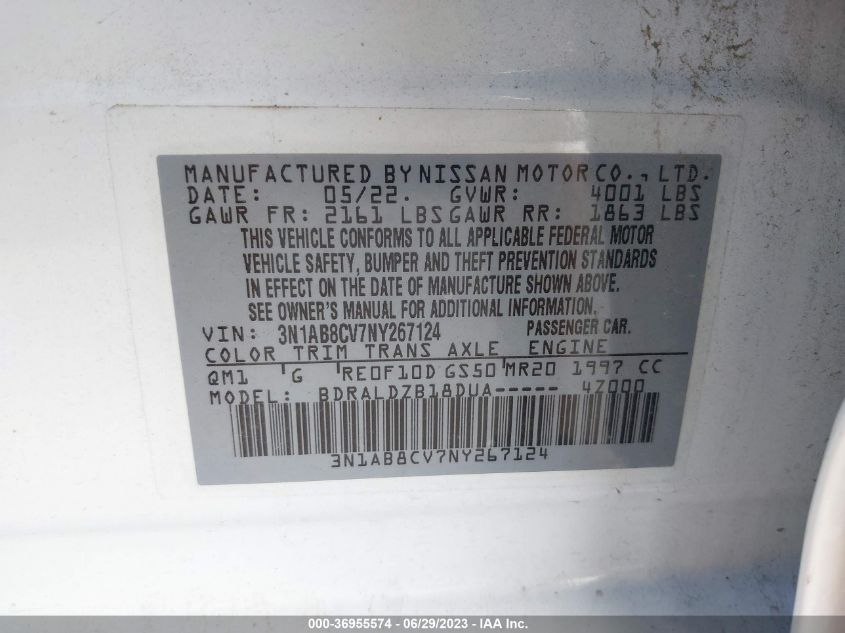 2022 NISSAN SENTRA SV - 3N1AB8CV7NY267124