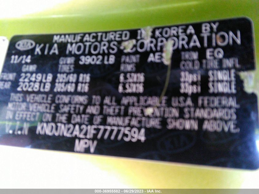 2015 KIA SOUL BASE - KNDJN2A21F7777594