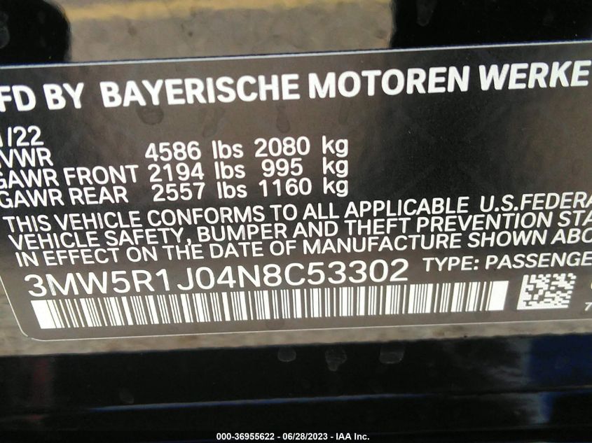 2022 BMW 3 SERIES 330I - 3MW5R1J04N8C53302