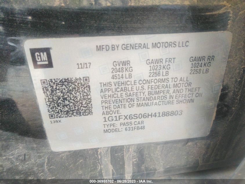 2017 CHEVROLET BOLT EV PREMIER - 1G1FX6S06H4188803