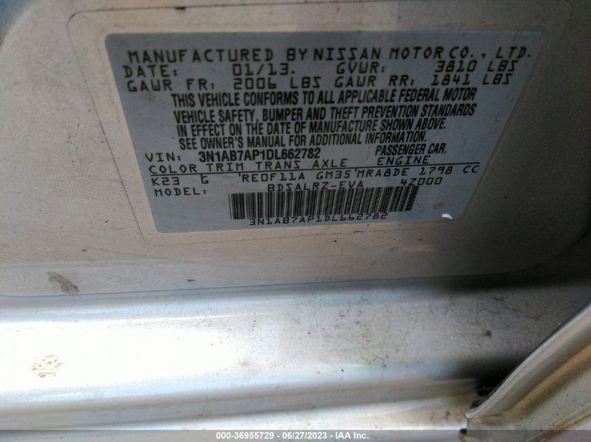 2013 NISSAN SENTRA S/SV/SR/SL - 3N1AB7AP1DL662782