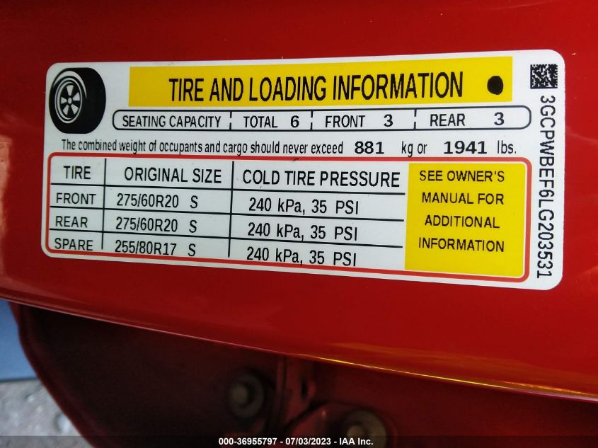 2020 CHEVROLET SILVERADO 1500 CUSTOM - 3GCPWBEF6LG203531