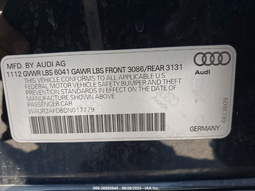 2013 AUDI A8 L 4.0L WAUR2AFD8DN017779