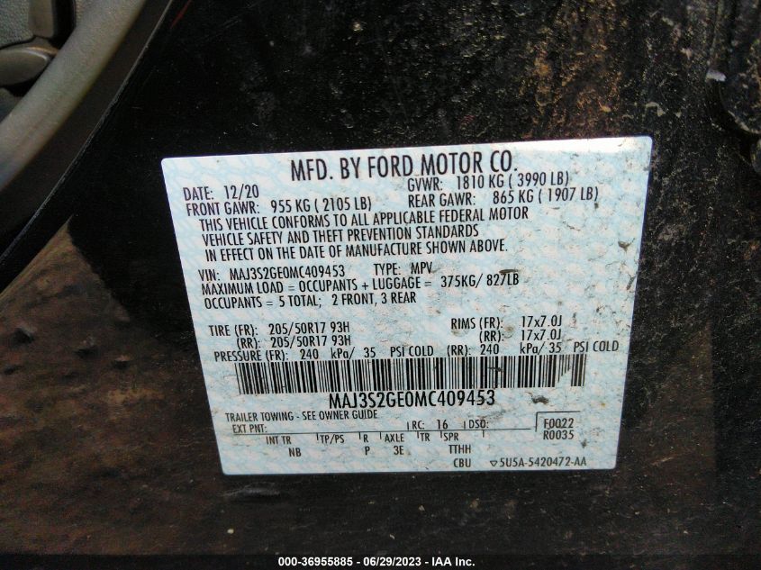 2021 FORD ECOSPORT SE - MAJ3S2GE0MC409453