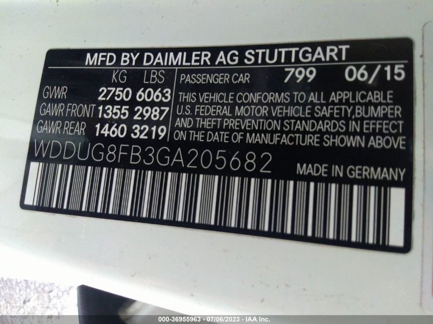 2016 MERCEDES-BENZ S-CLASS S 550 - WDDUG8FB3GA205682