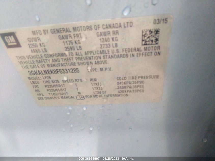 2015 GMC TERRAIN SL - 2GKALNEK8F6331285