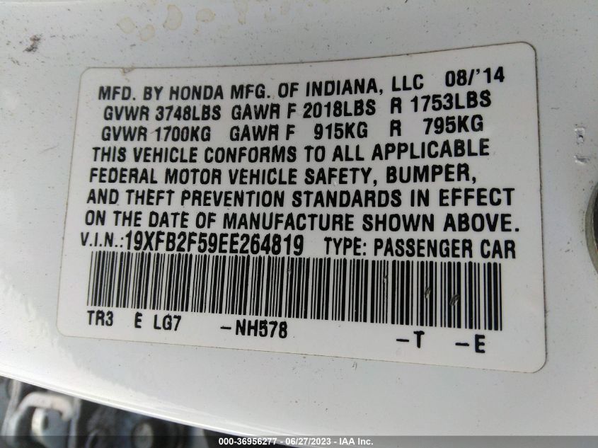 2014 HONDA CIVIC SEDAN LX - 19XFB2F59EE264819