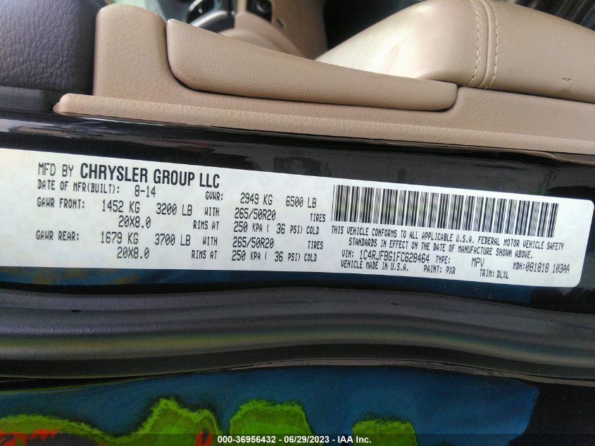 2015 JEEP GRAND CHEROKEE LIMITED - 1C4RJFBG1FC628464