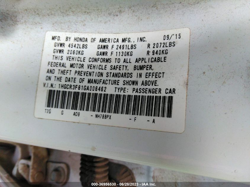 2016 HONDA ACCORD SEDAN EX-L - 1HGCR3F81GA006462