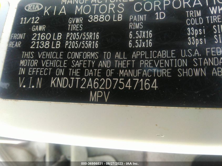 2013 KIA SOUL + - KNDJT2A62D7547164