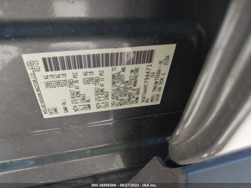 VIN 5N1BT3AAXPC794471 2023 NISSAN ROGUE S