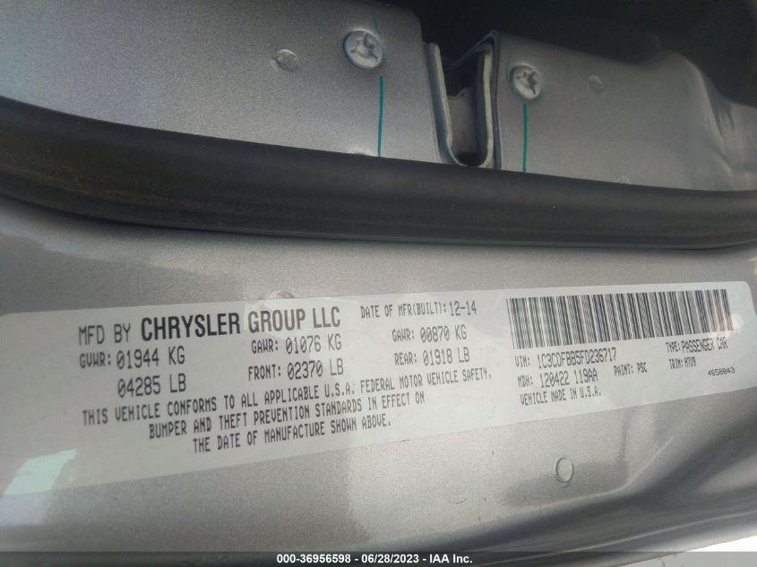 2015 DODGE DART SXT - 1C3CDFBB5FD236717