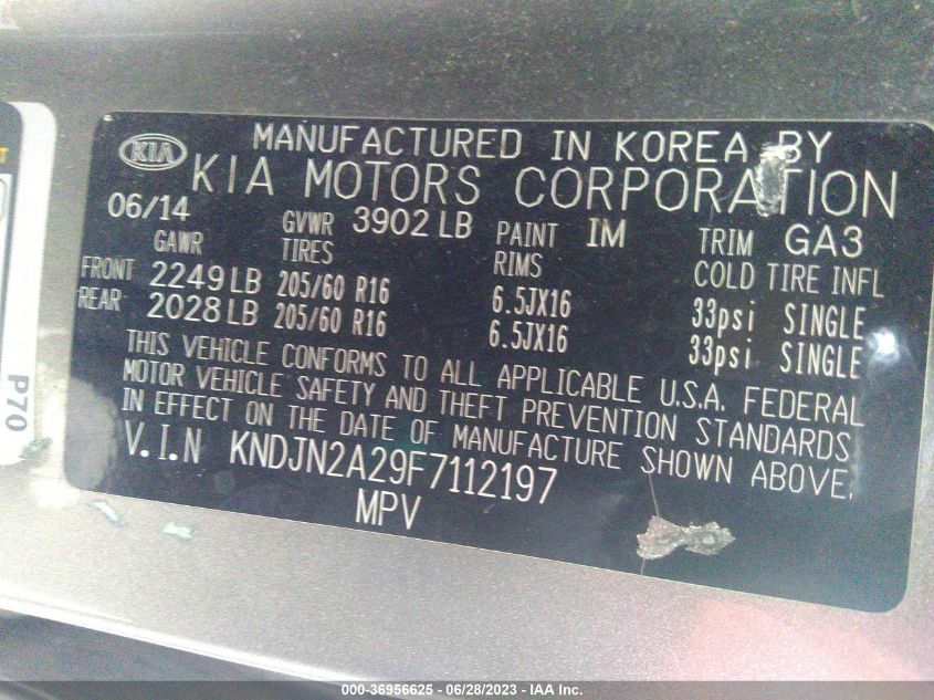 2015 KIA SOUL BASE - KNDJN2A29F7112197