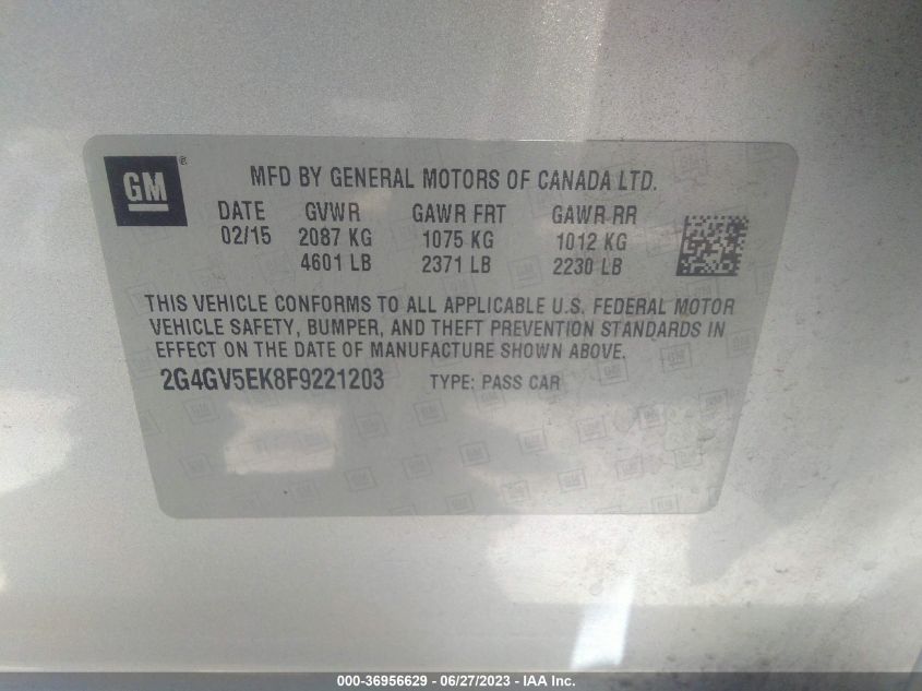 2015 BUICK REGAL - 2G4GV5EK8F9221203