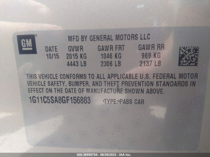 2016 CHEVROLET MALIBU LIMITED LT - 1G11C5SA8GF156883