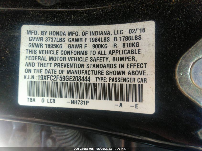 2016 HONDA CIVIC SEDAN LX - 19XFC2F59GE208444