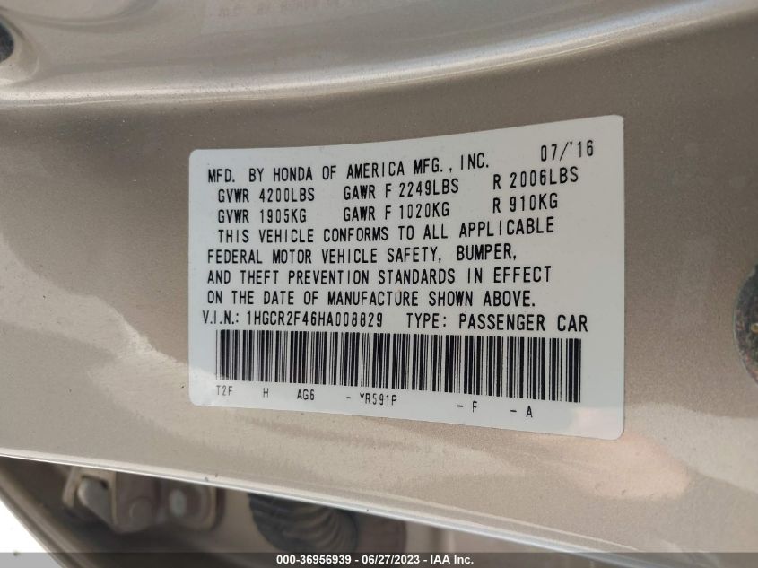 2017 HONDA ACCORD SEDAN LX - 1HGCR2F46HA008829