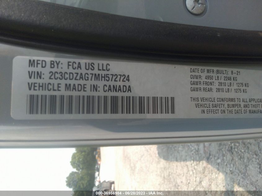 2021 DODGE CHALLENGER SXT - 2C3CDZAG7MH572724