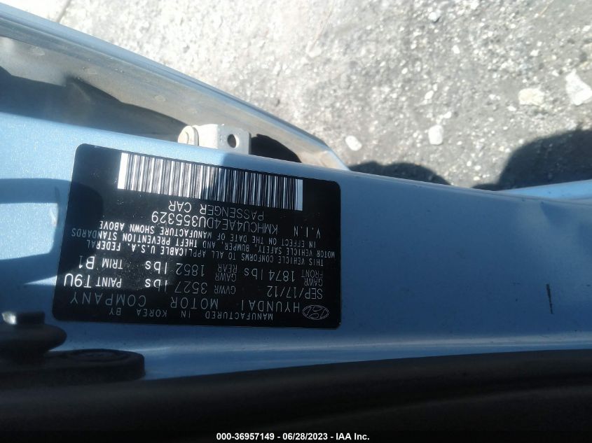 2013 HYUNDAI ACCENT GLS - KMHCU4AE4DU355329