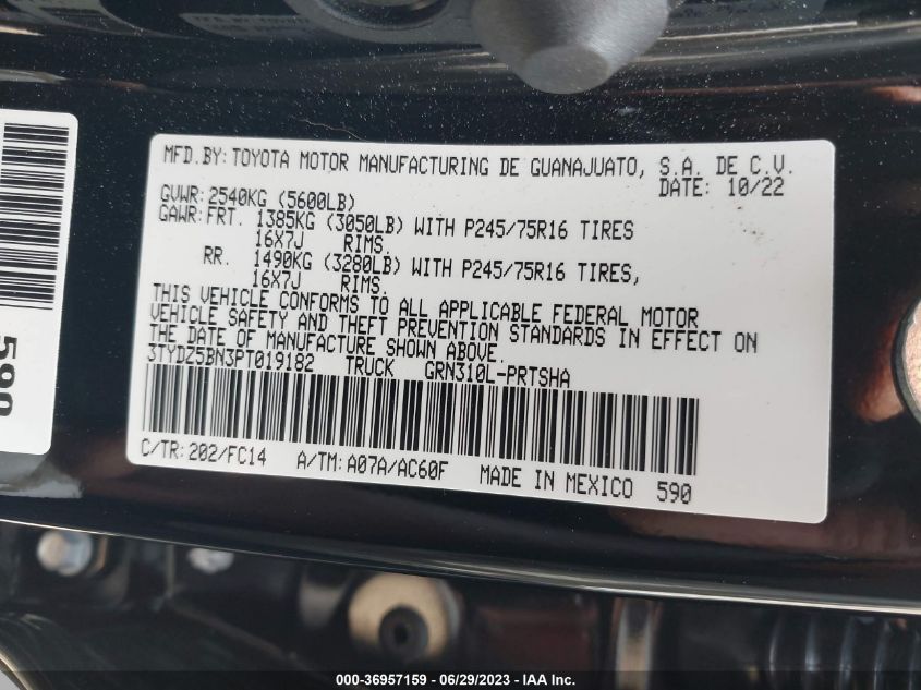 2023 TOYOTA TACOMA 4WD SR5/TRD SPORT - 3TYDZ5BN3PT019182