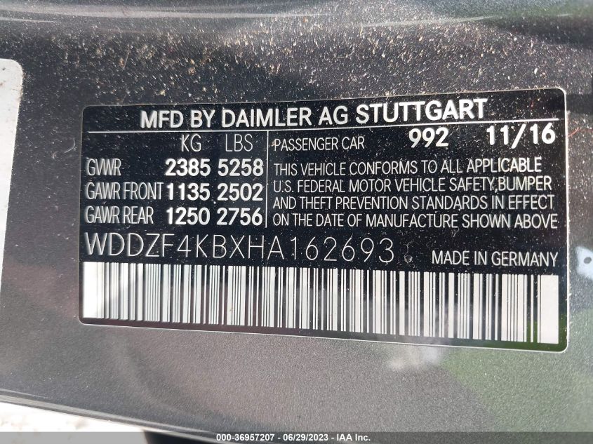 2017 MERCEDES-BENZ E-CLASS E 300 - WDDZF4KBXHA162693