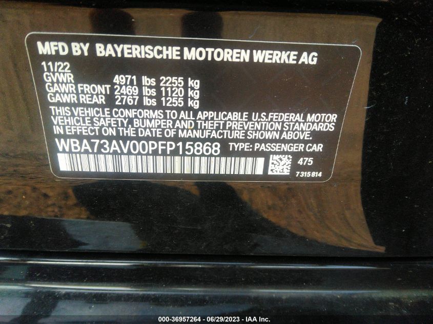 2023 BMW 4 SERIES 430I XDRIVE - WBA73AV00PFP15868