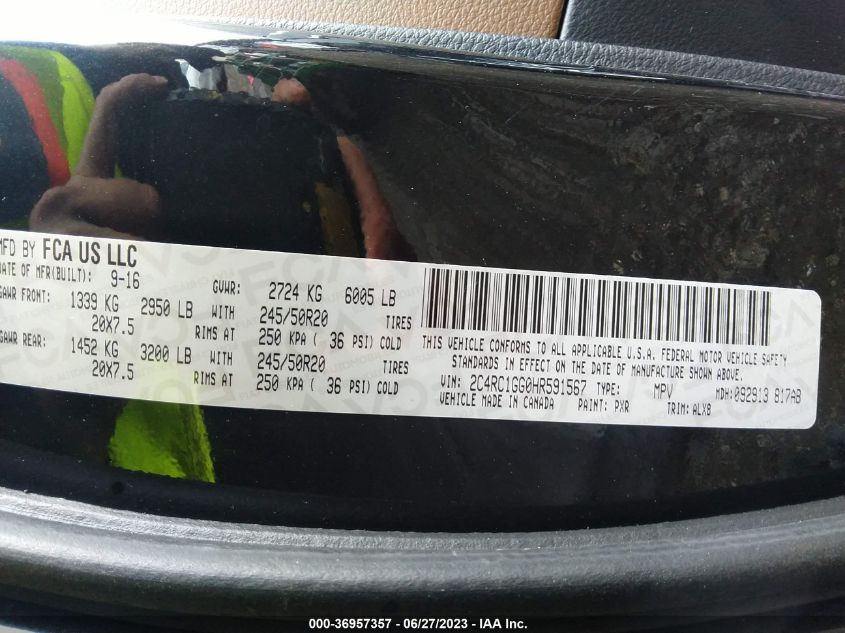 2017 CHRYSLER PACIFICA LIMITED - 2C4RC1GG0HR591567