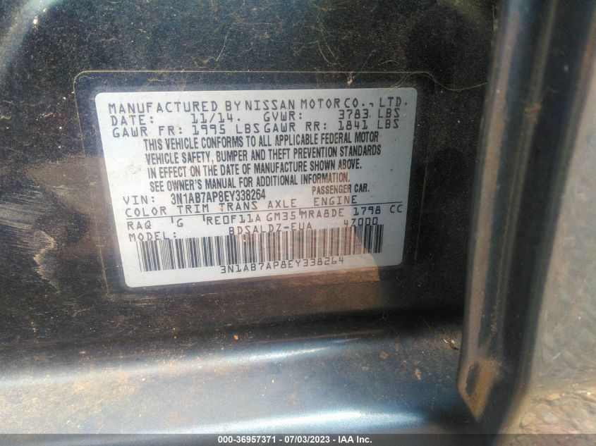 2014 NISSAN SENTRA S/SV/SR/SL - 3N1AB7AP8EY338264