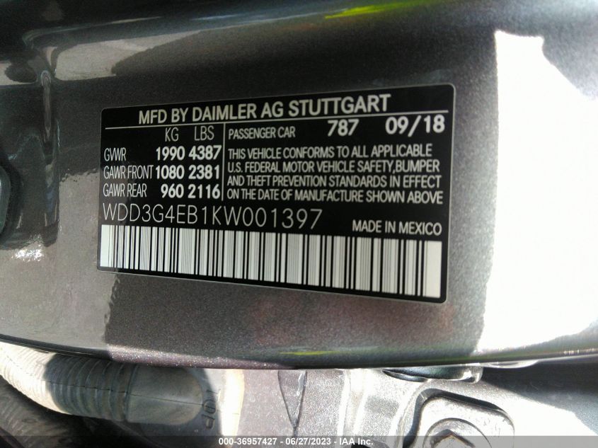 2019 MERCEDES-BENZ A-CLASS A 220 - WDD3G4EB1KW001397