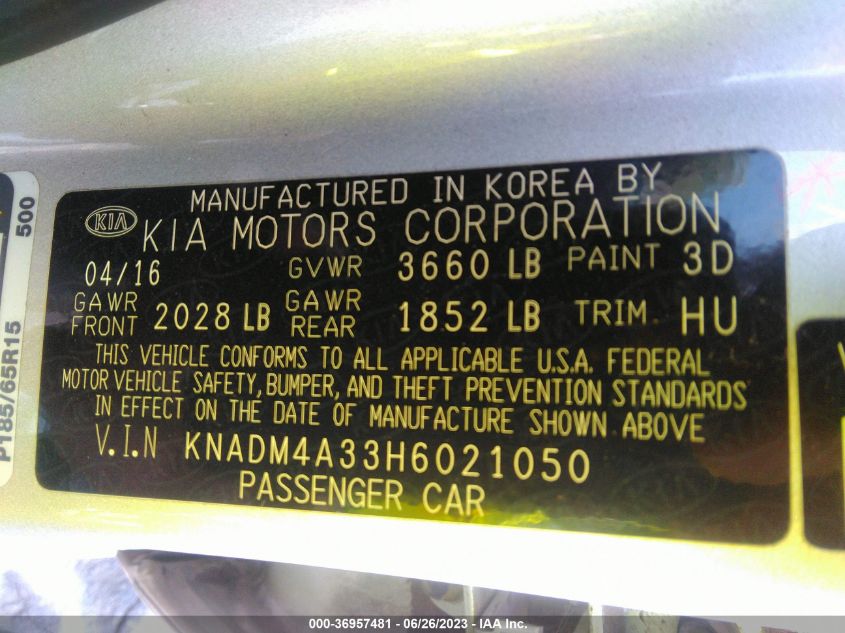 2017 KIA RIO LX - KNADM4A33H6021050