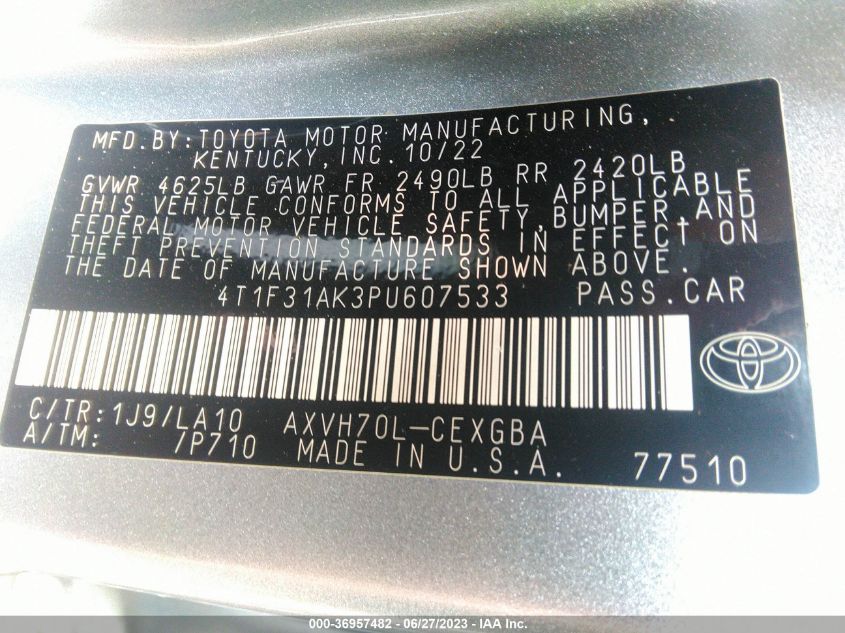2023 TOYOTA CAMRY HYBRID XLE - 4T1F31AK3PU607533