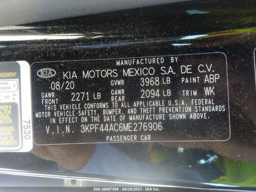 2021 KIA FORTE GT - 3KPF44AC6ME276906