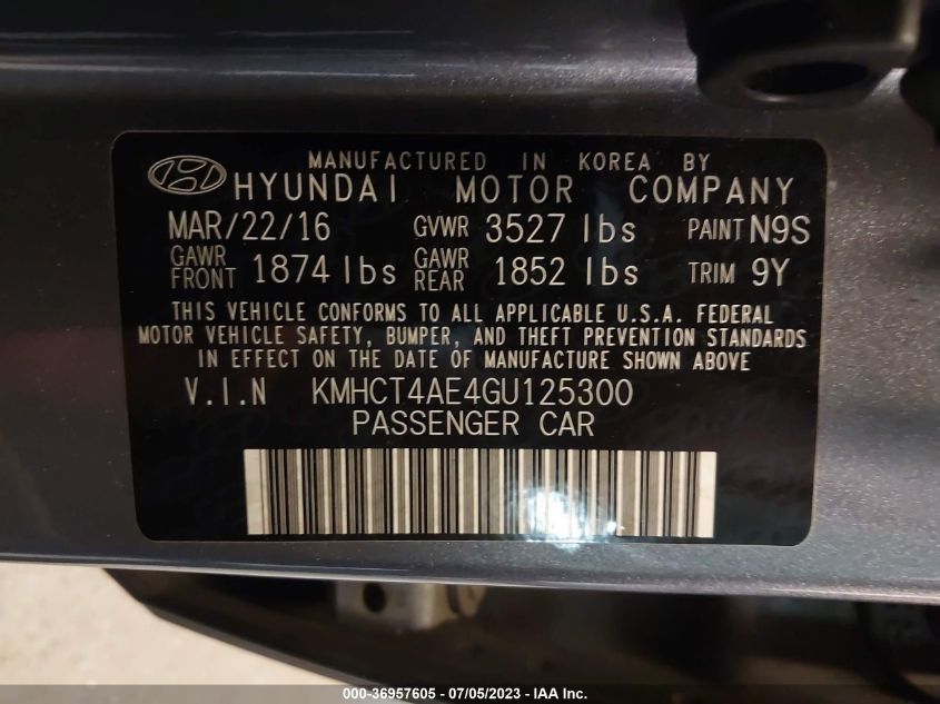 2016 HYUNDAI ACCENT SE - KMHCT4AE4GU125300
