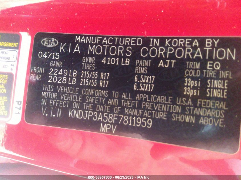 2015 KIA SOUL + - KNDJP3A58F7811959