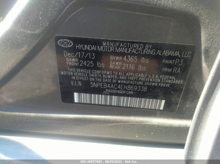 2014 HYUNDAI SONATA GLS - 5NPED4AC4EH869338