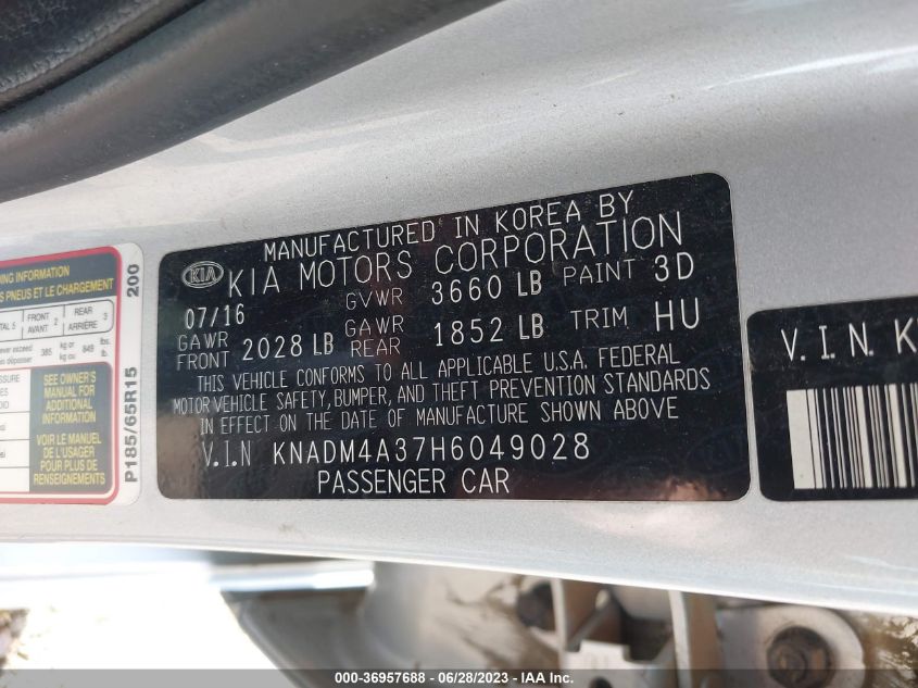 2017 KIA RIO LX - KNADM4A37H6049028