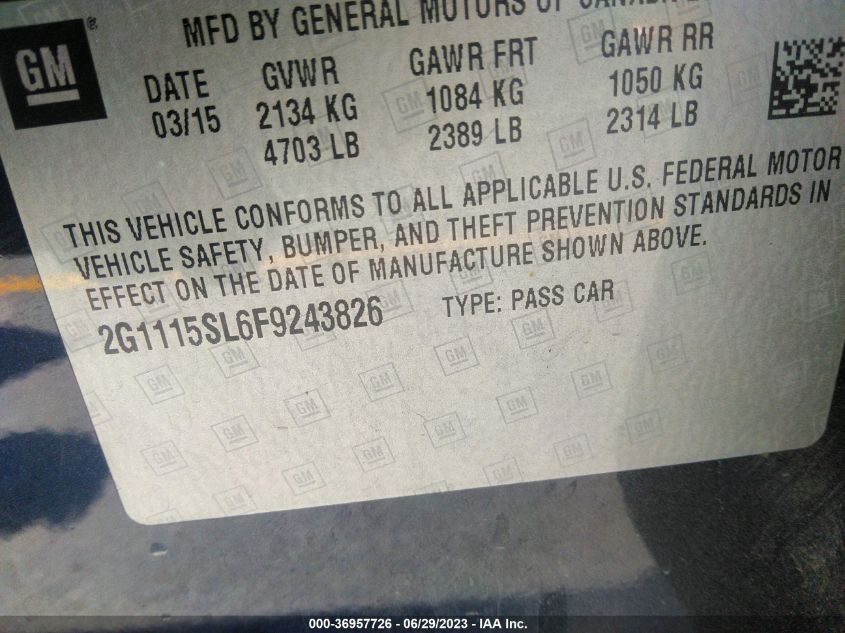 2015 CHEVROLET IMPALA LT - 2G1115SL6F9243826