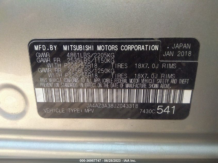 2018 MITSUBISHI OUTLANDER SE/SEL - JA4AZ3A38JZ043318