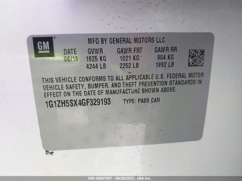 2016 CHEVROLET MALIBU PREMIER - 1G1ZH5SX4GF329193