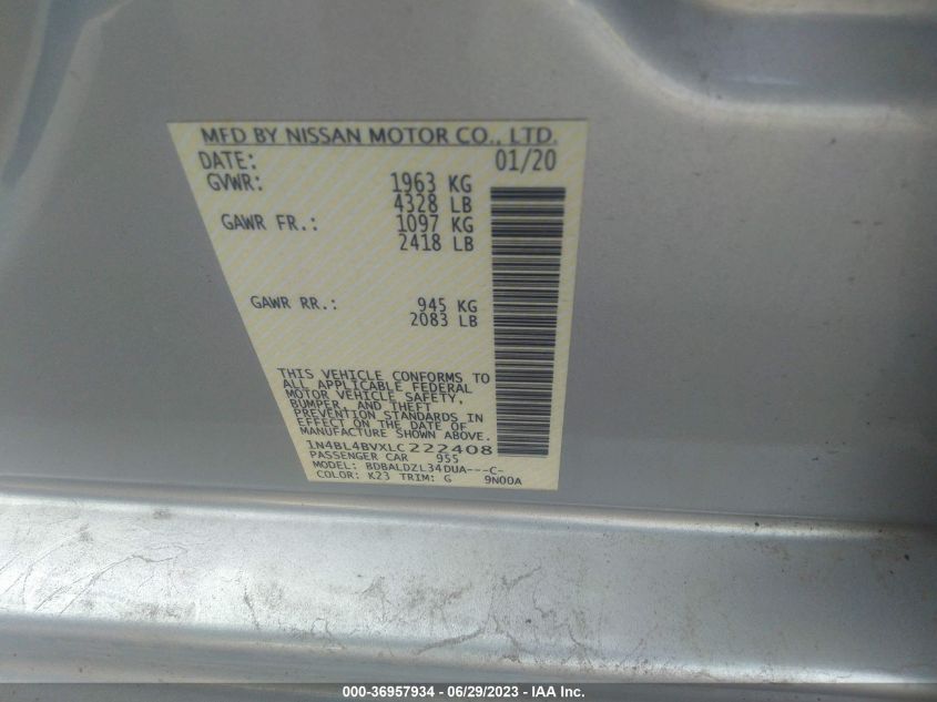 2020 NISSAN ALTIMA 2.5 S - 1N4BL4BVXLC222408