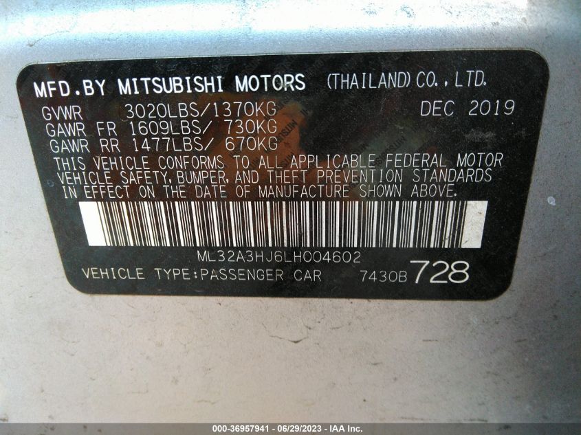 2020 MITSUBISHI MIRAGE ES - ML32A3HJ6LH004602