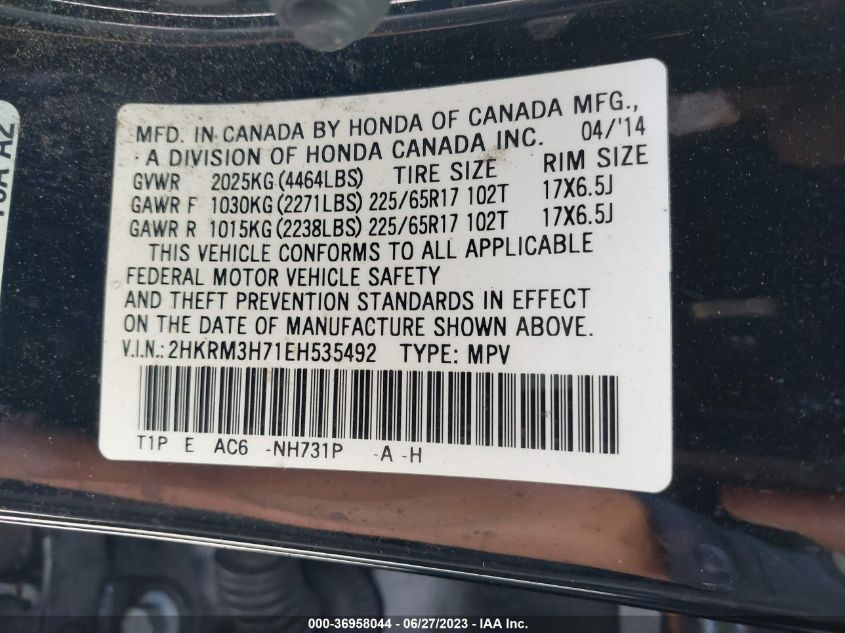 2014 HONDA CR-V EX-L - 2HKRM3H71EH535492