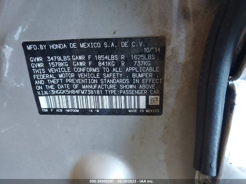 2015 HONDA FIT EX-L/EX - 3HGGK5H84FM738181