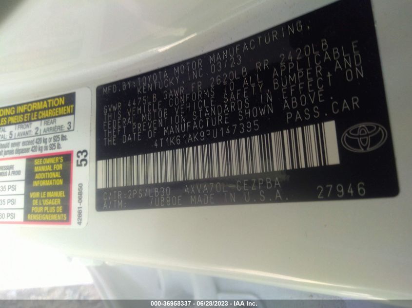 2023 TOYOTA CAMRY XSE - 4T1K61AK9PU147395