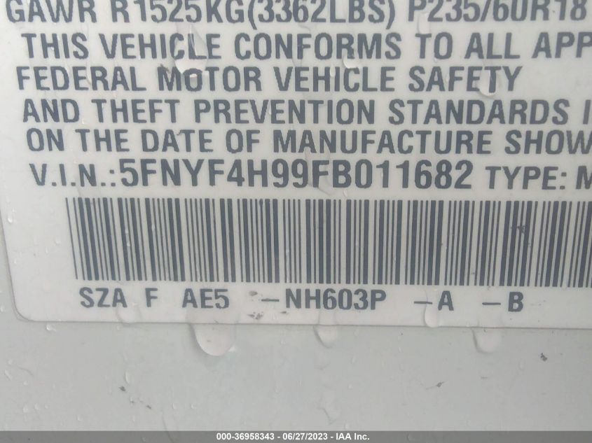 2015 HONDA PILOT TOURING - 5FNYF4H99FB011682
