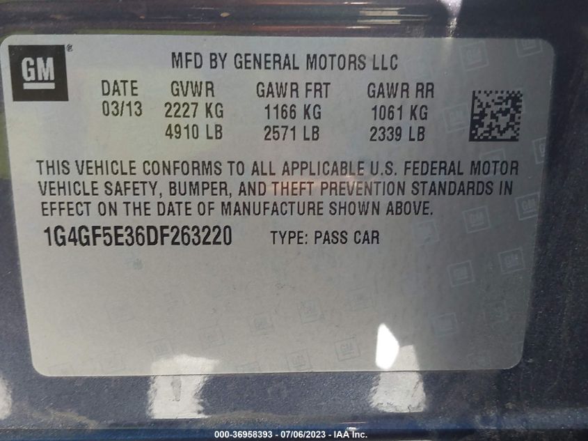 2013 BUICK LACROSSE PREMIUM 1 - 1G4GF5E36DF263220