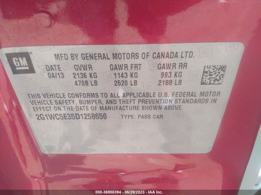 2013 CHEVROLET IMPALA LTZ - 2G1WC5E35D1258650