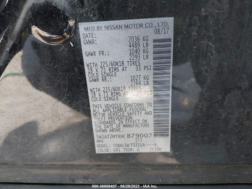 2017 NISSAN ROGUE SL - 5N1AT2MTXHC879007